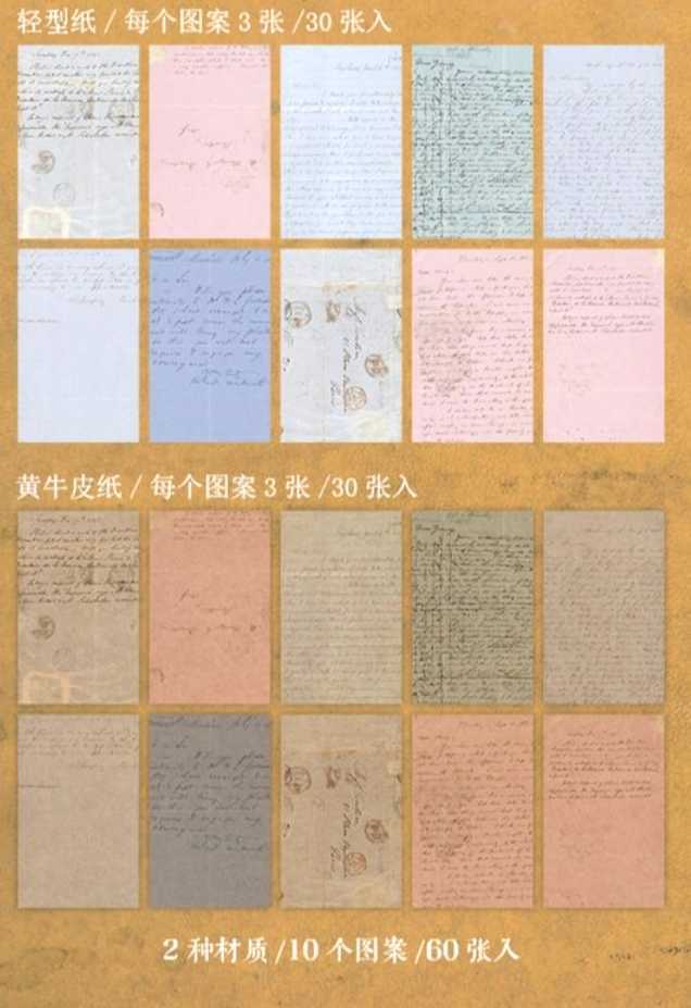 レトロ風 素材紙「DANTE'S MANUSCRIPT」60枚 新品/コラージュ、ジャンクジャーナル、ヴィンテージ風、西洋アンティーク風拍卖