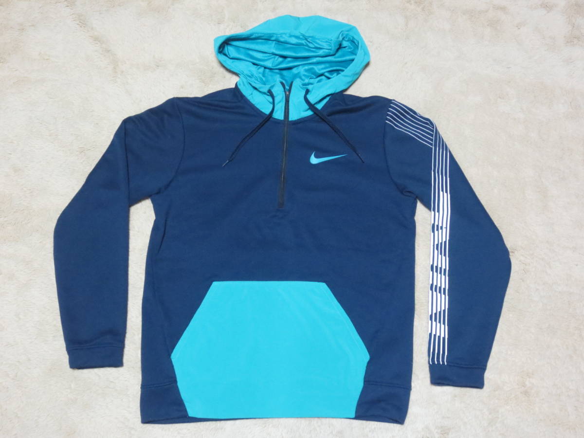 ■ NIKE DRI-FIT ナイキ・紺系ハーフZIPパーカー Sサイズ拍卖