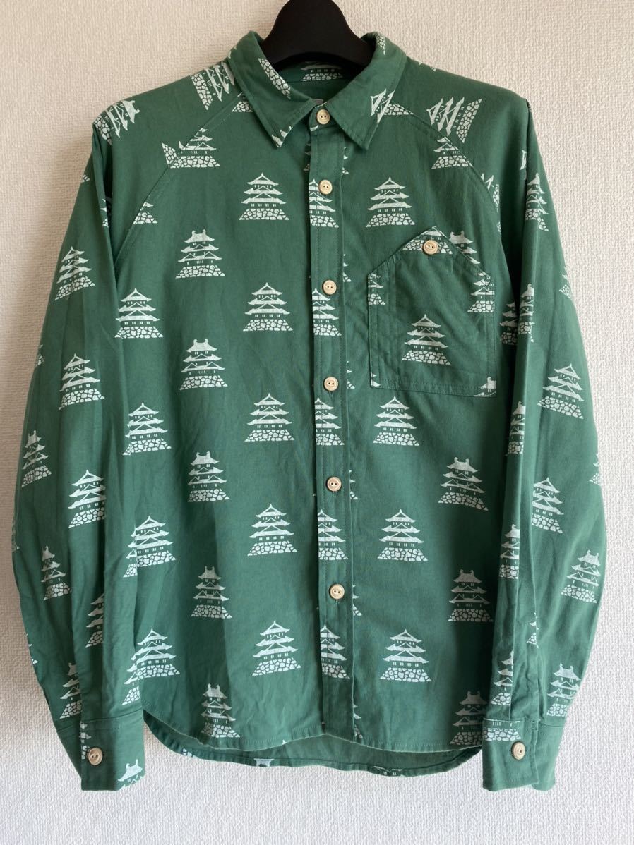 go slow caravan ゴースローキャラバン 城柄 シャツ グリーン サイズ1拍卖