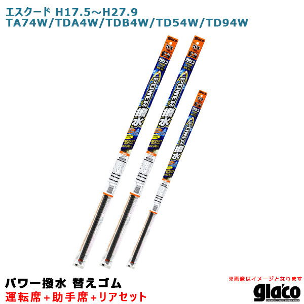 ソフト99 ガラコワイパー パワー撥水 替えゴム 車種別セット エスクード H17.5~H27.9 74/4/54/94系 運転席+助手席+リア拍卖