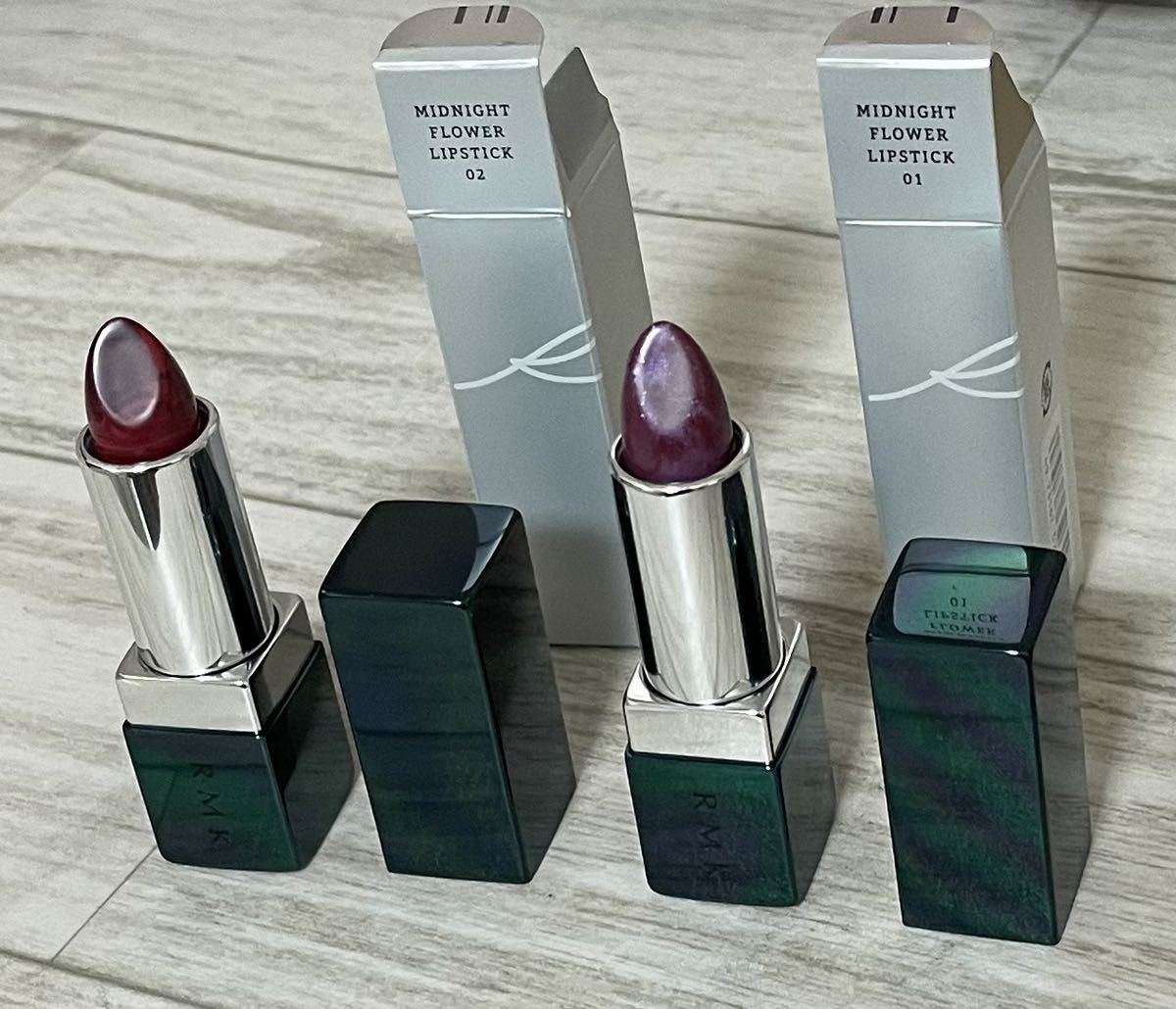 RMK ミッドナイトフラワー リップスティック 01 ミスティックグロー 02 ミステリアスレッド 2本セット 口紅 ルージュ 未使用拍卖