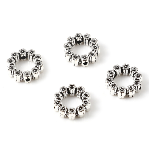 メタルビーズ (フラワーリング形) 5個入 ハンドメイドアクセサリー用手芸ビーズパーツ金属ビーズ12mm×12mm拍卖