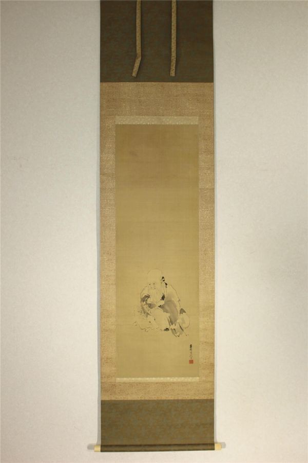 【真作】岸派の祖 佐伯岸駒 寿老人之図 合箱 イ1283拍卖