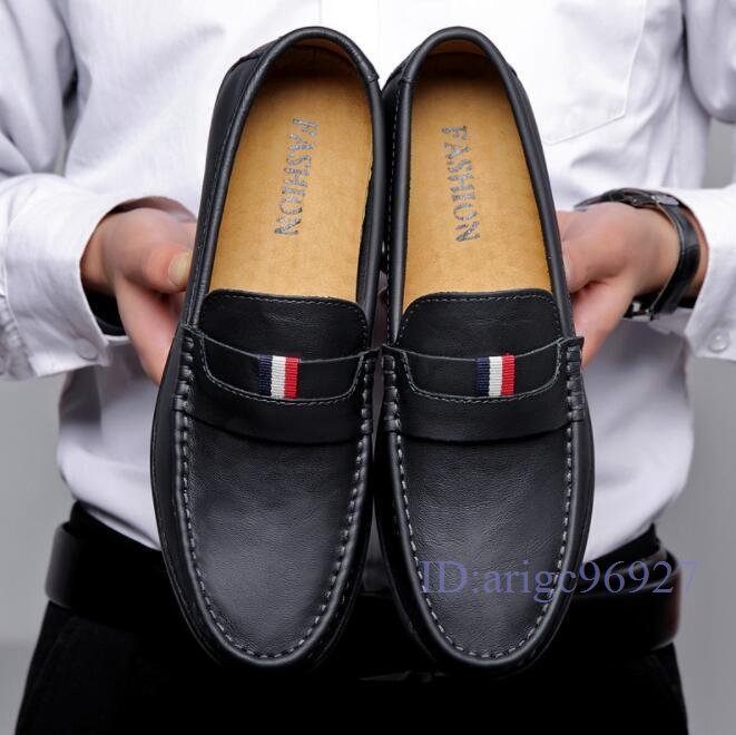 R788☆新品革靴 ローファー 防滑 軽量 紳士靴 ドライビングシューズ ビジネスシューズ メンズ スリッポン ブラック 25.0cm拍卖