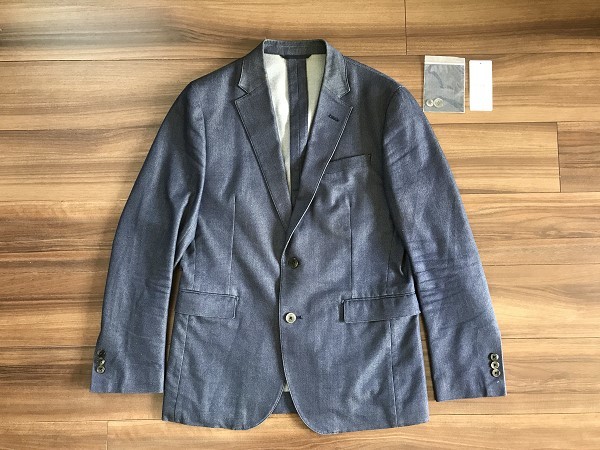 BEAMS HEART ビームス ハート デニム調 テーラード ジャケット 50XL 紺 ネイビー インディゴ 光沢 カジュアル 春秋冬拍卖