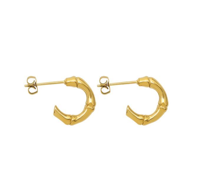 バンブー ピアス ゴールド チタン おしゃれ ピアス 両耳 竹 K18GP 18金 18kgp拍卖