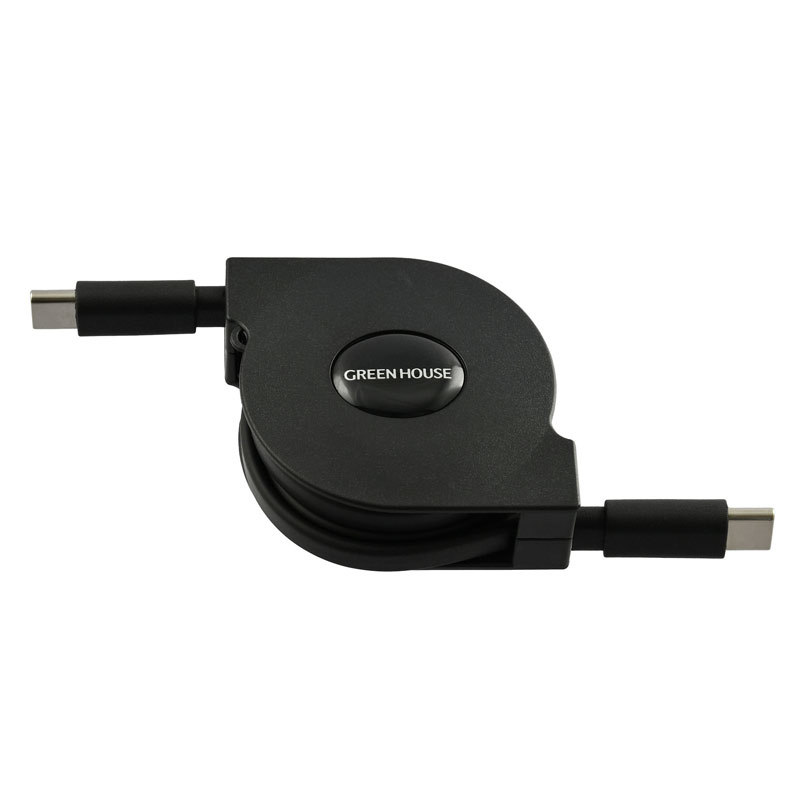 USBケーブル 60W(20V/3A)高速充電 充電/データ TypeCtoC 巻取式ケーブル 1m 1メートル GH-UMCA60-BK/1417/送料無料拍卖