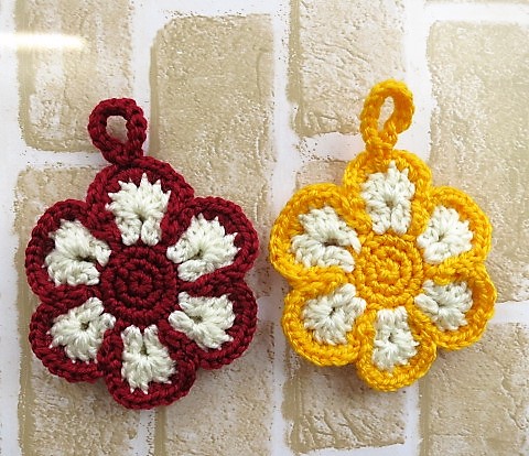 ☆2個セット☆花モチーフ エコたわし・アクリルエコたわし No.3☆拍卖