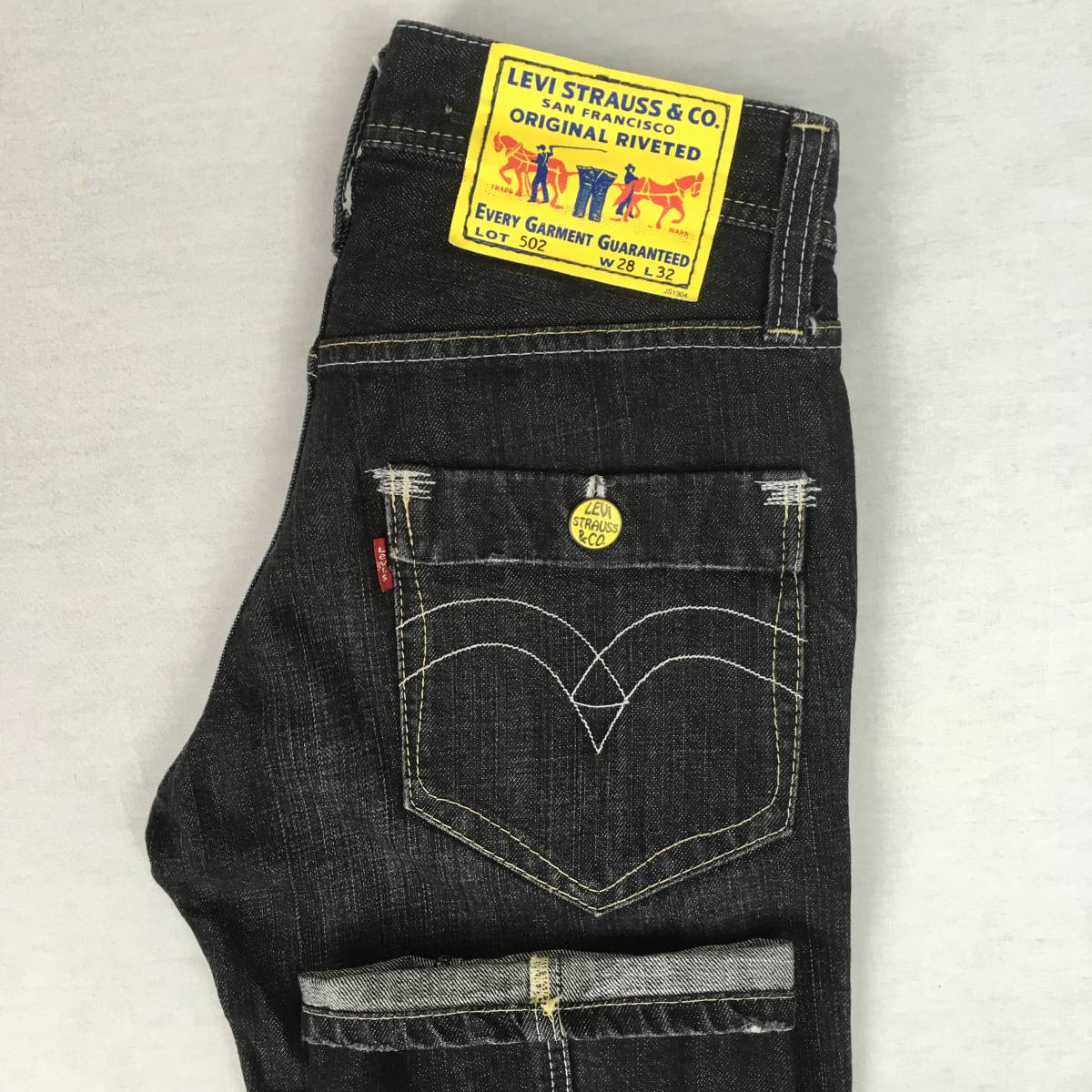 Levi's リーバイス 502 00502-0171 10年 ブラック デニム パンツ ジーンズ W28 L32 ジップフライ ユーズド加工拍卖