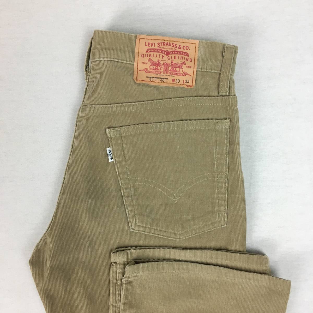 Levi's リーバイス 517-40 日本製 00年 コーデュロイ ブーツカット W30 L34 ベージュ パンツ 白タブ拍卖