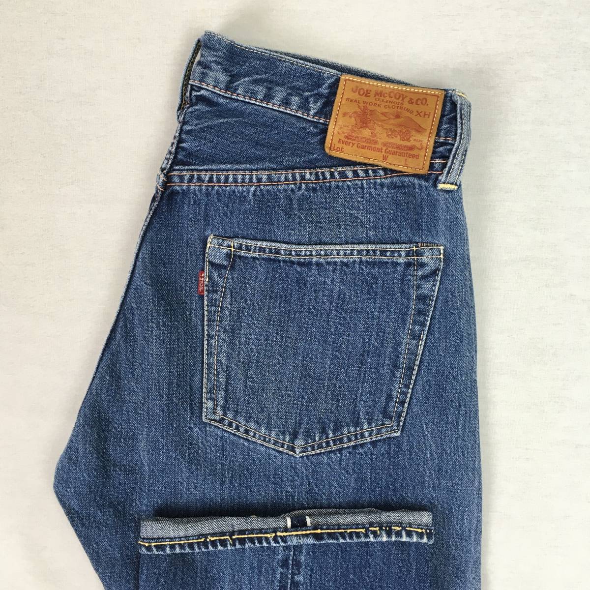 JOE McCOY ジョーマッコイ Lot 906 デニム パンツ ジーンズ W30 L34 ストレート セルビッチ ボタンフライ 隠しリベット 革パッチ拍卖