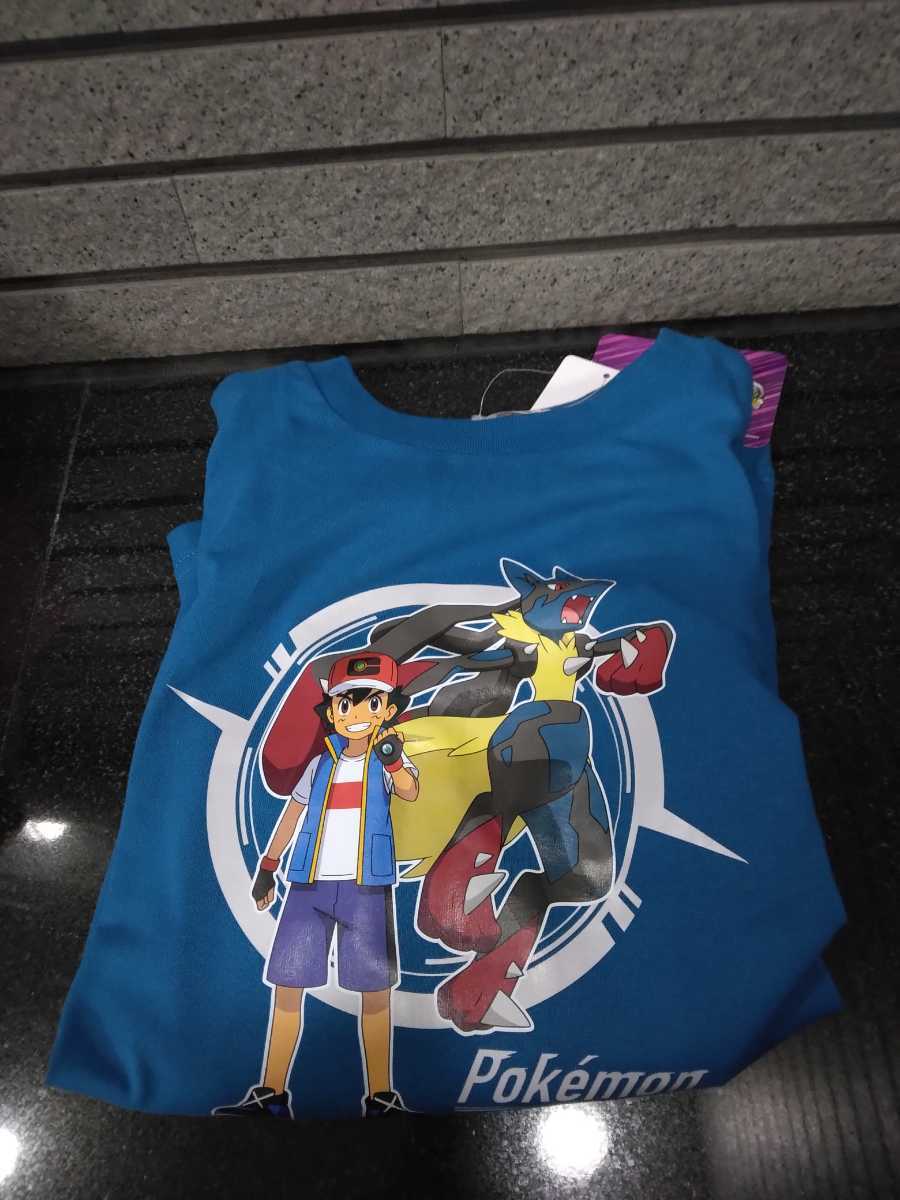 タグ付き ポケモン シャツ 長袖 140 ブルー 青 服 冬 サトシ メガルカリオ ロンT 子供服 男の子 男児 子供 キッズ 130 shirt拍卖