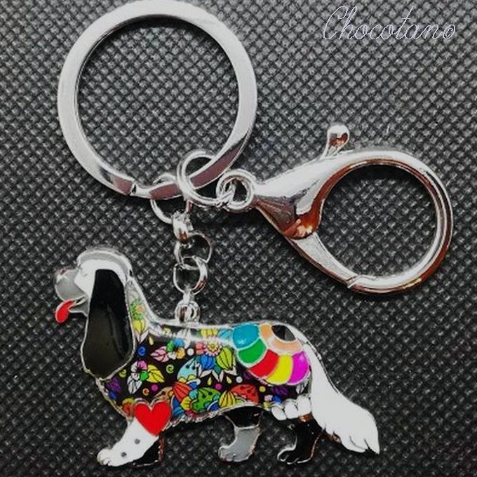 【送料無料】キャバリア 黒 エナメル チャーム キーリング【新品】拍卖