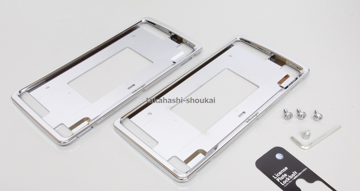 【フォルクスワーゲン純正品 アクセサリー】クロームメッキナンバープレートフレーム 2枚+マックガード盗難防止ナンバーボルト(McGard)拍卖