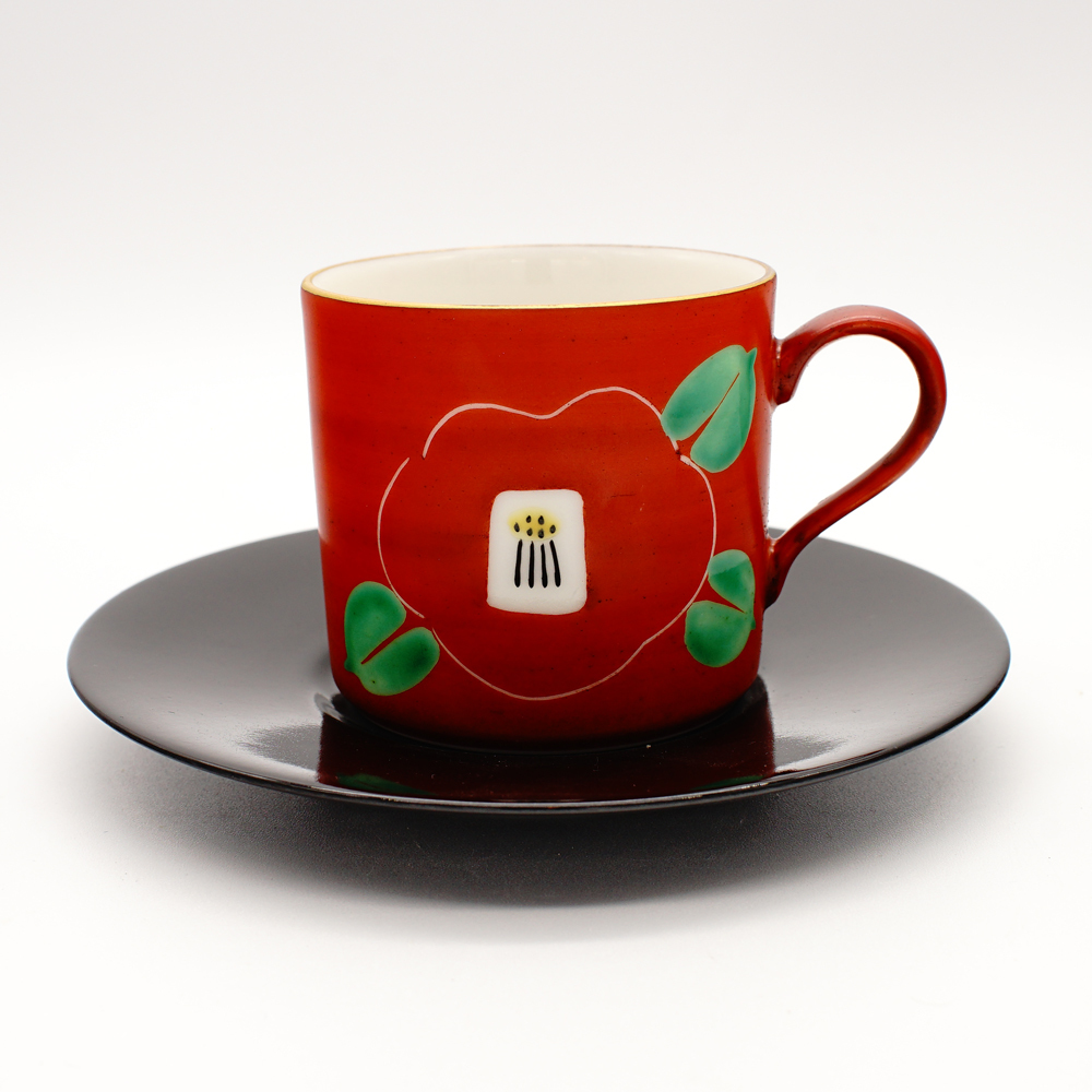 美濃焼! ZOHO ☆赤椿コーヒー碗皿☆ CP1C 新品 コーヒー 紅茶 ミルク ラテ エスプレッソ ギフト拍卖