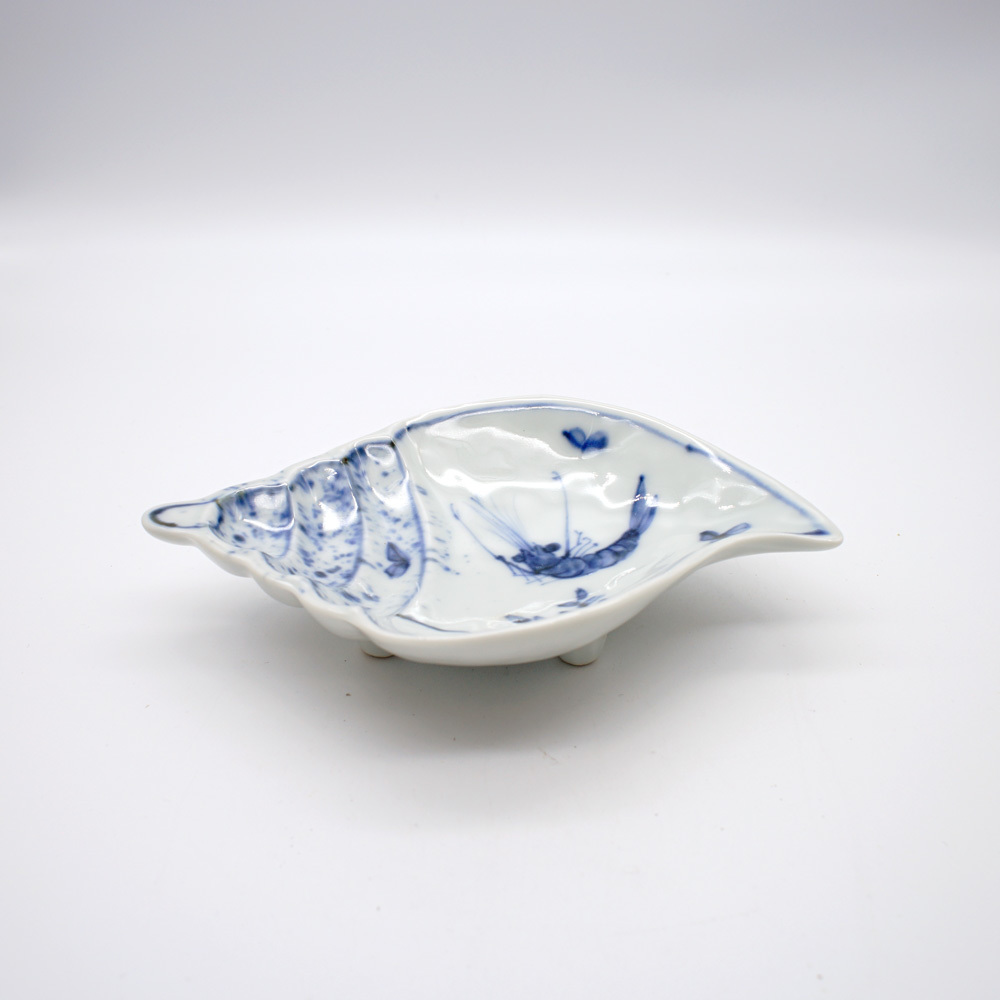 美濃焼! ZOHO ☆古染付吹墨法螺貝・向付☆ BP13 新品 皿 鉢 盛皿 盛鉢 プレート ギフト拍卖