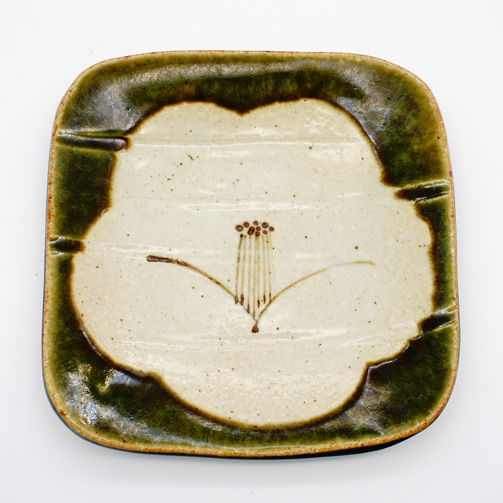 美濃焼! ZOHO ☆織部椿・角銘々皿☆ LE8A 新品 皿 プレート 鉢 盛皿 盛鉢 ギフト拍卖