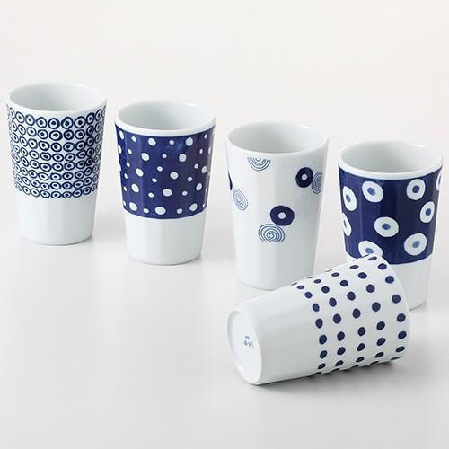 波佐見焼! ☆藍丸紋・軽量フリーカップ揃☆ 13308 新品 煎茶 汲出 茶器 ゆのみ 湯飲 日本茶 ほうじ茶 ギフト拍卖