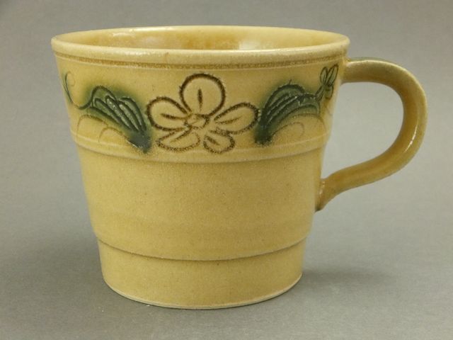 美濃焼! 中島康之(雅山窯) ☆黄瀬戸花唐草マグカップ☆ GAZ1201 新品 コーヒー 紅茶 ミルク ギフト拍卖