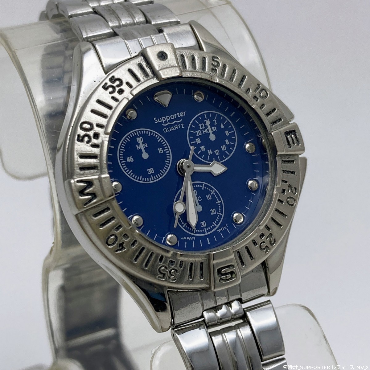 【未使用 / 即決 / 送料180円】 SUPPORTER ロングバンド 日本製ムーブメント ダイバー風 クロノグラフ風 レディース腕時計 21118-4拍卖