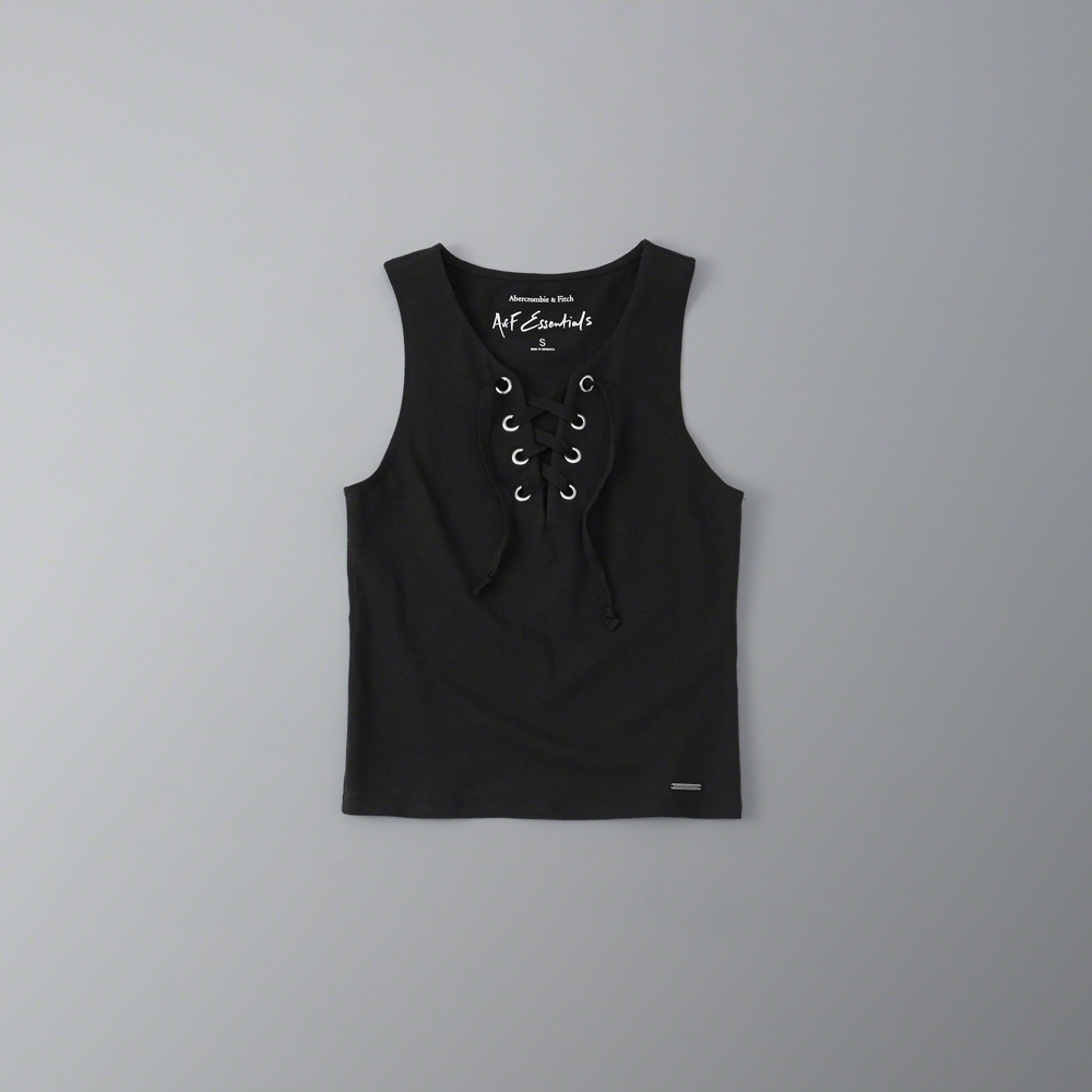 アバクロ Cropped Lace Up Tank レースアップ タンクトップ【アメリカサイズ XS (日本のS~Mくらい)】拍卖