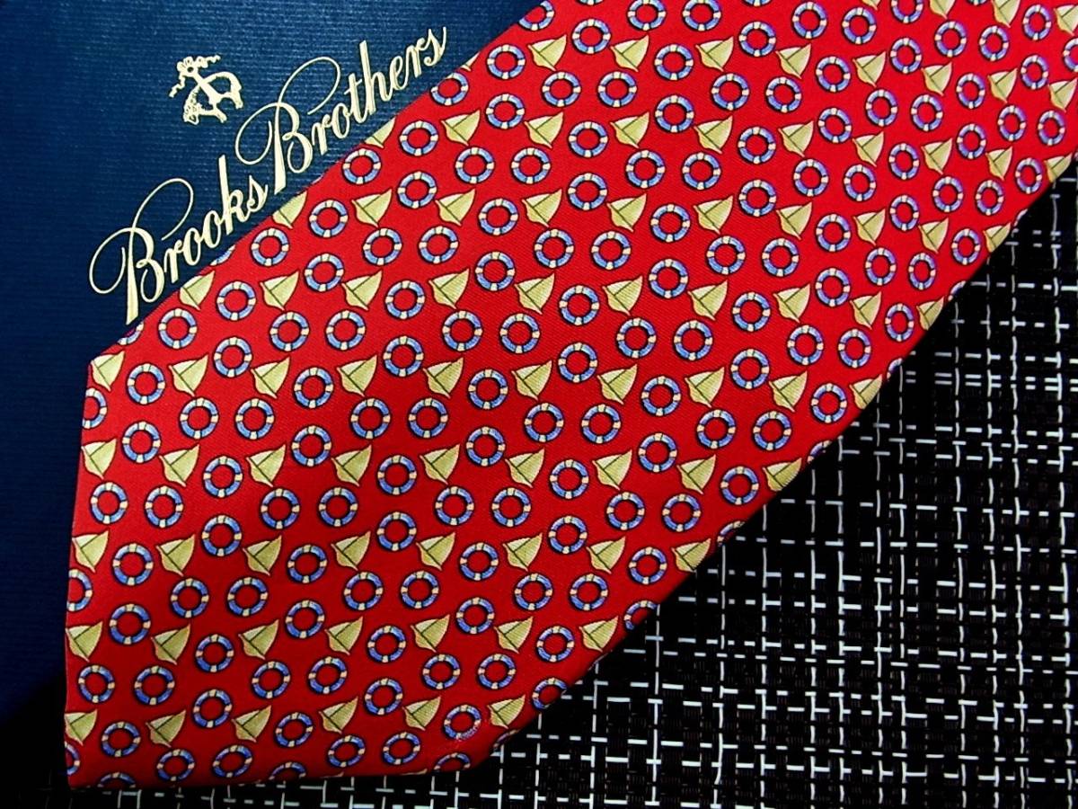 ・ω・ ★SALE★2774■ブルックスブラザーズ【ヨット・浮き輪・船】ネクタイ拍卖
