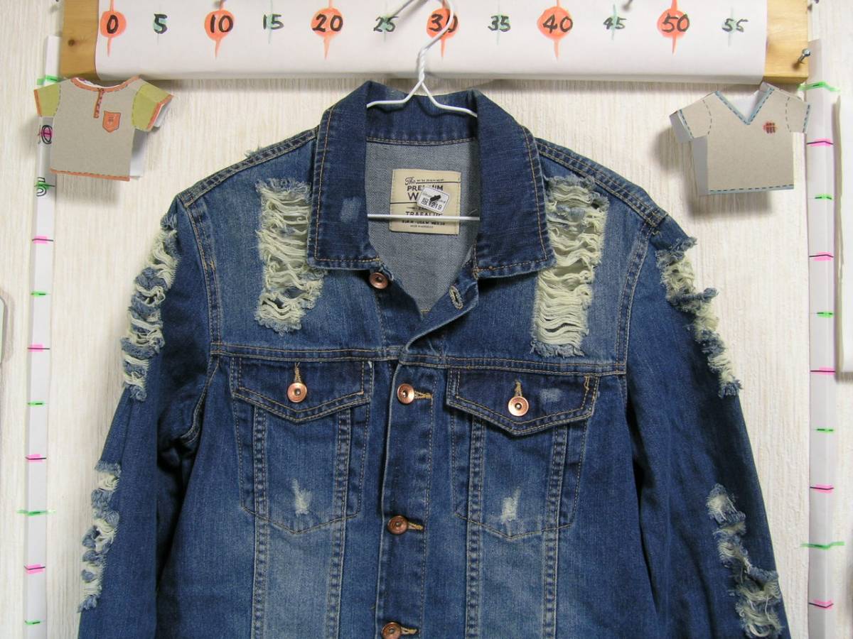 ♪服1219_P6♪ 長袖 ダメージ系のジージャン ZARA TRAFALUC ザラ モロッコ製 サイズ170/88A Used ~iiitomo~拍卖