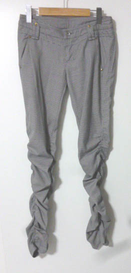 Qualite カリテ アバハウス パンツ ボトムス 2 チェック柄 千鳥格子 グレー色系 裾がクシュクシュ デザイン拍卖