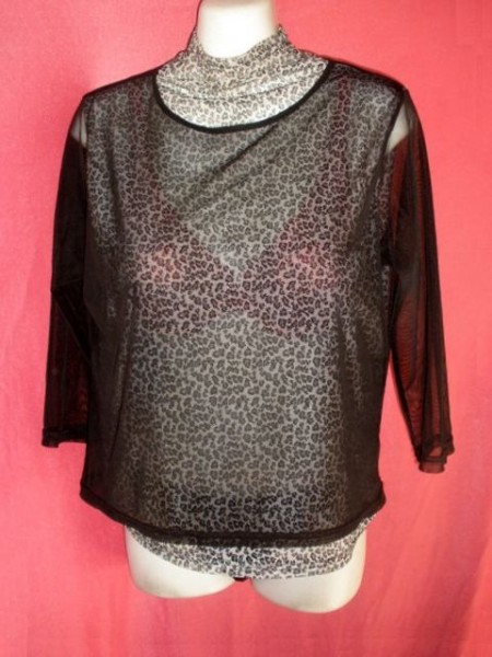 USED メッシュトップス フリーサイズ 黒/グレー拍卖