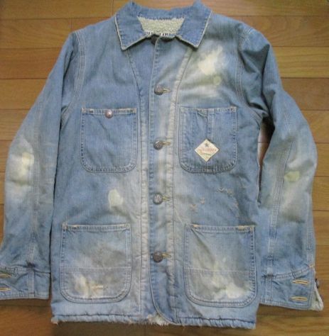 日本製 PINKLIBERTA ボア デニム カバーオール ジャケット ダメージ加工 USED MADE IN JAPAN 即決あり 早い者勝ち拍卖