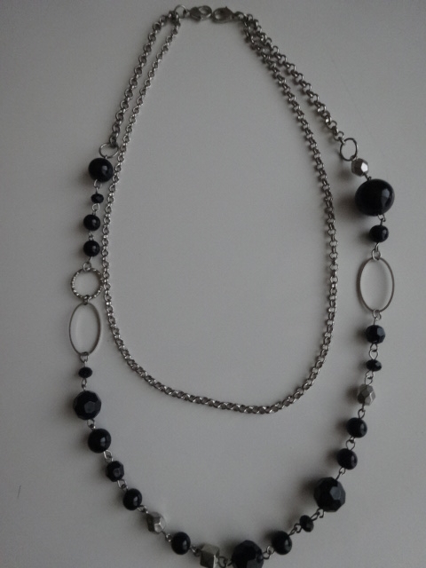 新品未使用★黒色ボール&チェーンアクセサリー・30cm★洋服やバックのアクセントに!拍卖