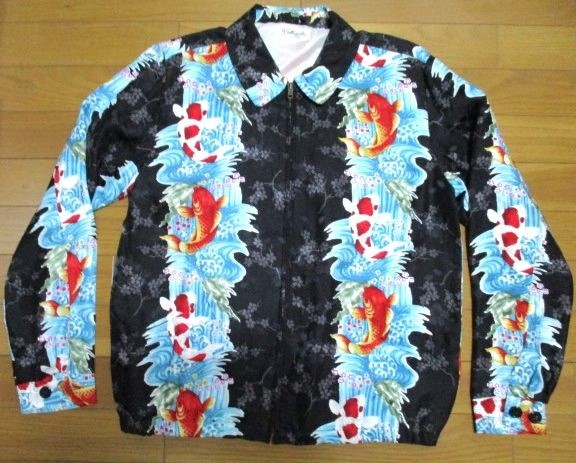 美品 備中倉敷工房 ETERNAL 和柄 鯉 シルク100% アロハシャツ風 ジャケット Mサイズ 長袖 シャツ 早い者勝ち 即決あり拍卖