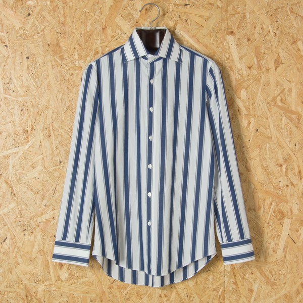 E.Formicola エリコ.フォルミコラ ストライプ シャツ 長袖 コットン ホワイト/ブルー 3 イタリア製 m0047-01-005拍卖
