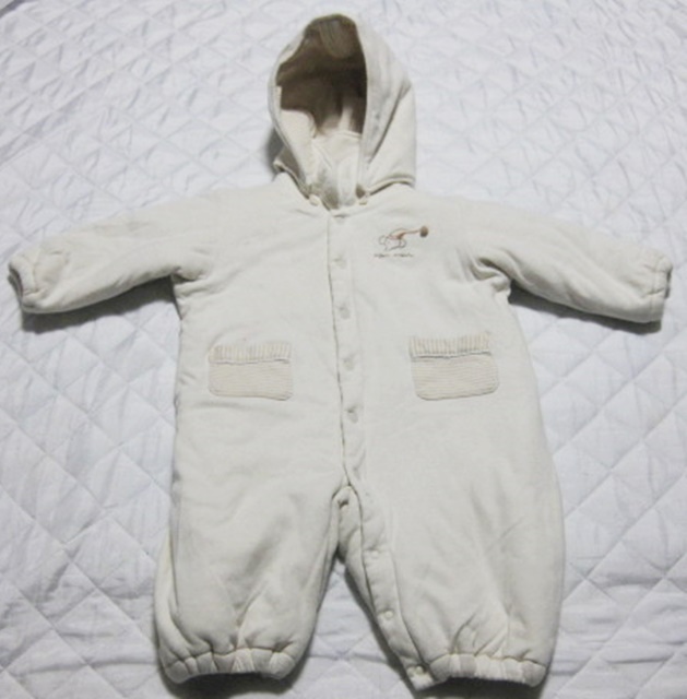 50㎝-80㎝ キムラタン 防寒カバーオール フード取り外し可能 クリーム色拍卖