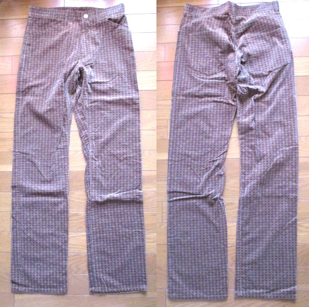 試着程度の美品 PPFM 日本製 ピーピーエフエム 総柄 パンツ Mサイズ 鍵チェック レトロ柄 茶系拍卖