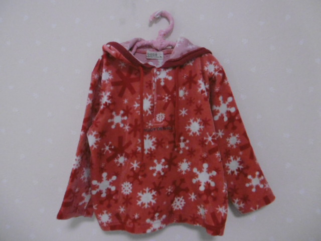 Ω ベベ BeBe Ω★95㎝★ 可愛いベロアパーカ ■赤■拍卖