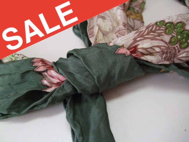 (^_^)絶品/スカーフ/LES HALLES/レザール/花柄/赤/緑/茶色/W4拍卖