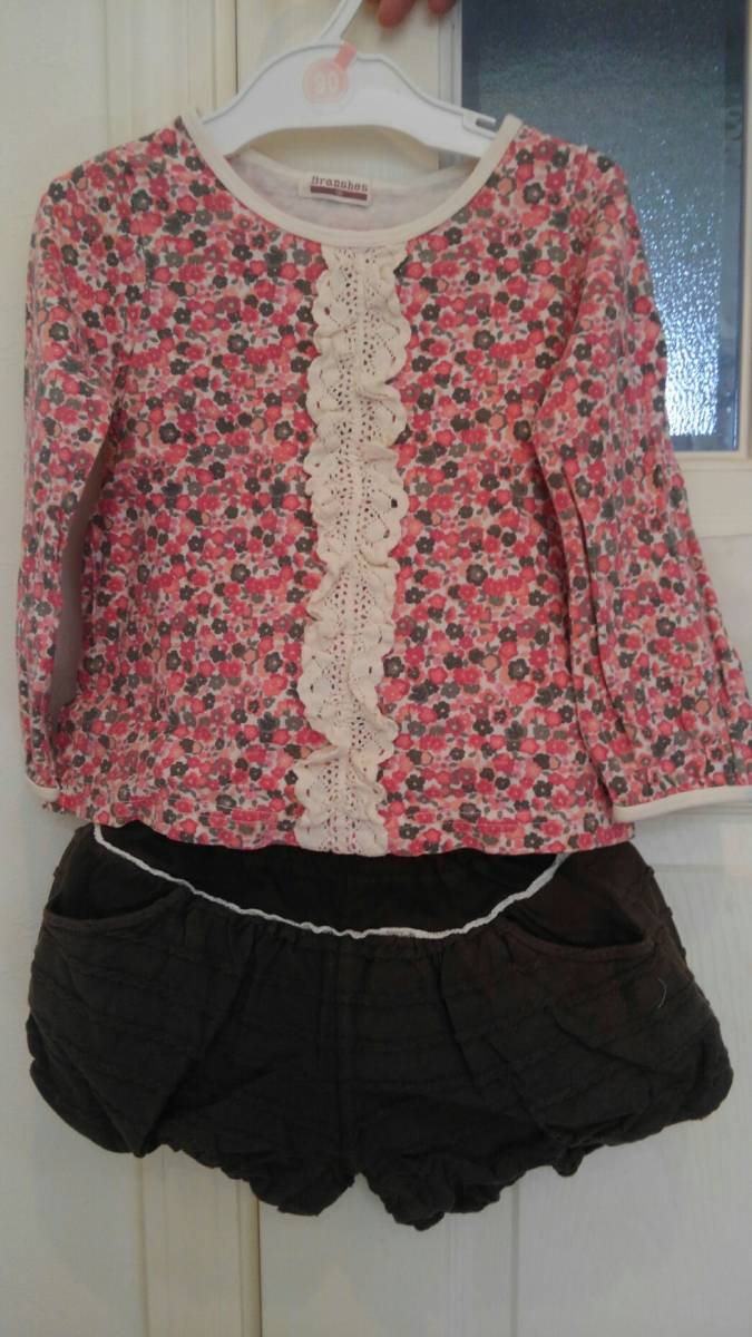 ブランシェス かぼちゃパンツ リボン付き チャコールグレー 中古 100㎝拍卖