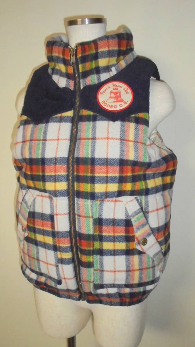 ロデオクラウンズ Rodeo Crowns ベスト 中綿 ジャケット ノースリーブ アウター 上着 チェック サイズ1 レディース 拍卖