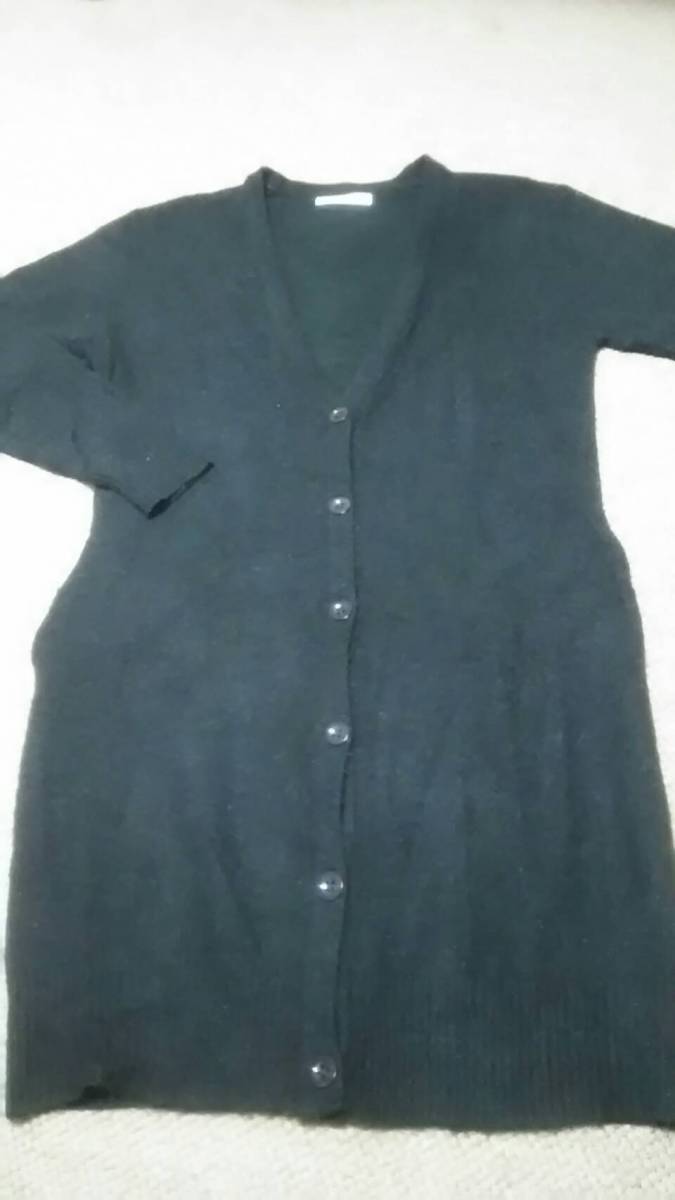 ロング カーディガン F 身幅54 Moussy マウジー 深緑 ニット拍卖