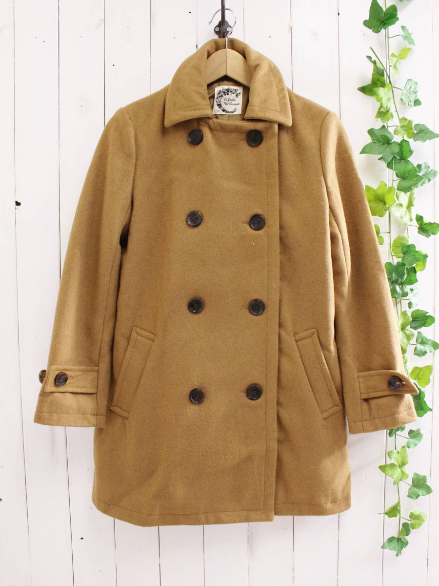 新品*nano universe ナノユニバース/Garde-Robe*メルトンピーコート(38)キャメル拍卖