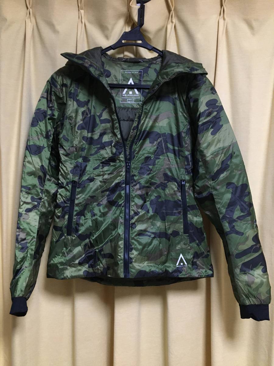新品未使用★ WEARCOLOUR カーキ系カモフラージュ柄のフード付きジップアップブルゾン サイズS拍卖