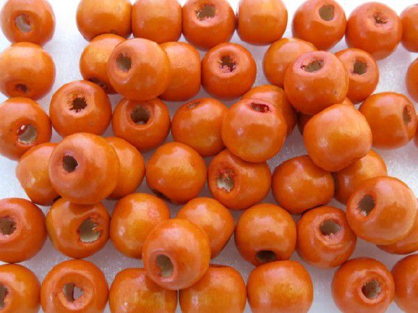 ウッドビーズ 約11x12mmマル・オレンジ色 約30個 21-OG拍卖