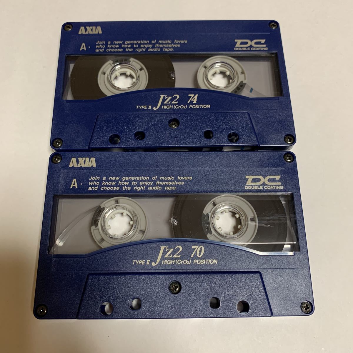 28. カセットテープ AXIA J’Z2 70 74 2本セット ハイポジション 録音済か不明 中古品 美品 送料無料拍卖