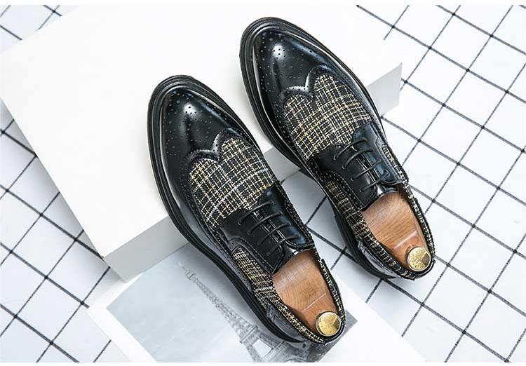 ★新品★メンズ TL21197-25.5cm/41 ビジネスシューズ ブラック(3色) クラシカル レトロ UK風 ひも ウィングチップ 紳士拍卖