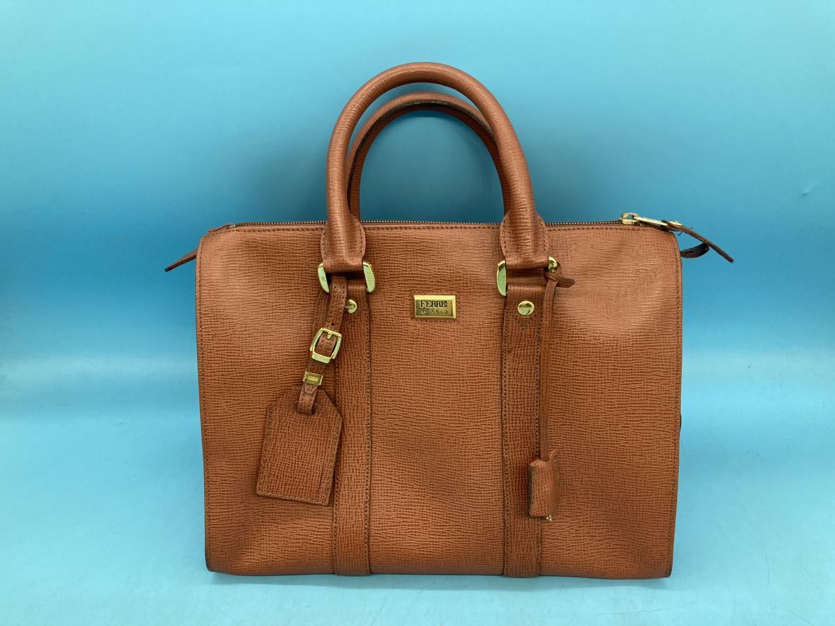 【A5590N155】GIANFRANCO FERRE ジャンフランコフェレ バッグ ハンドバッグ ミニボストン レディース ブラウン×ゴールド 上品 オシャレ拍卖