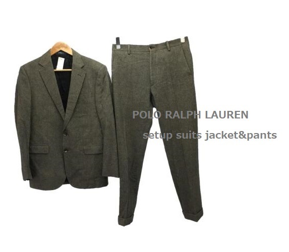 TK 雰囲気◎ ライトツイード素材 ITALY製 POLO RALPH LAUREN セットアップ スーツ テーラードジャケット パンツ スラックス ラルフローレン拍卖