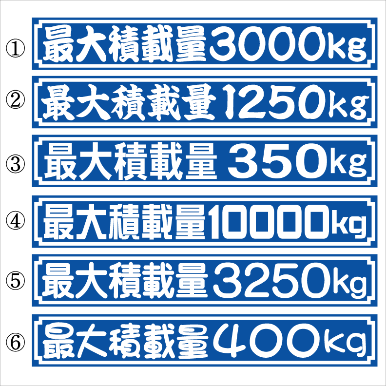 最大積載量 ステッカー 25センチ 青 2枚組拍卖