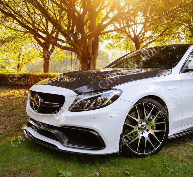 ★BENZ W205 AMG C63 カーボン フロント バンパー デコレーション カバー フロント ガードナー《交換タイプ》《左右ワンセット》☆拍卖