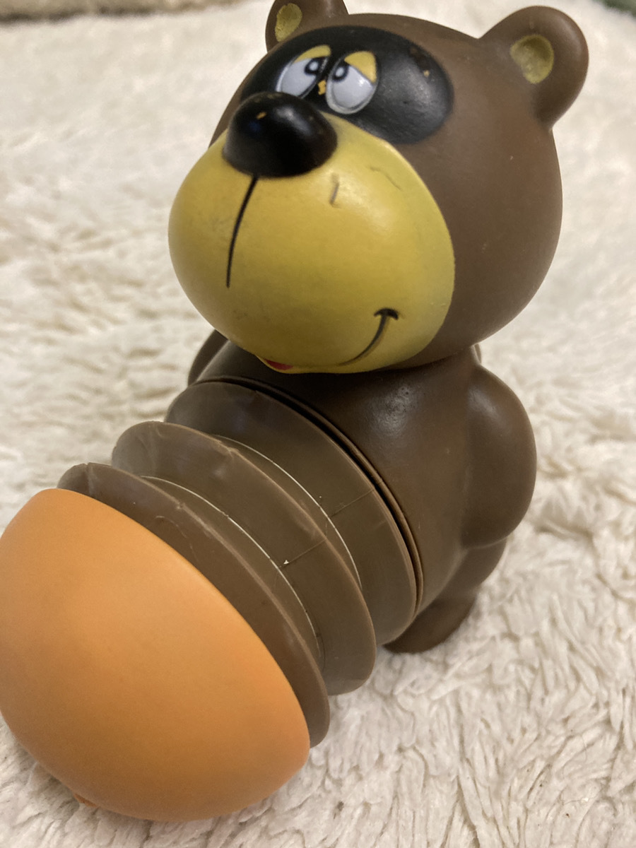 【たぬき・貯金箱 のびのび動物シリーズ】希少 1982年 販売促進 非売品 約97mm 蛇腹 タヌキ 腹鼓 【22/12 RD-1】拍卖